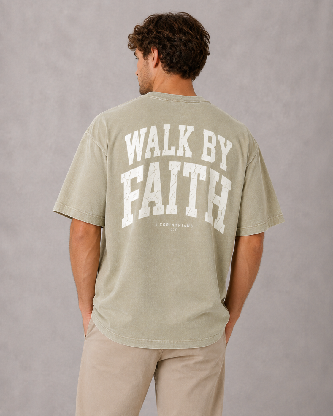 Walk By Faith Washed Oversized Cotton Tee