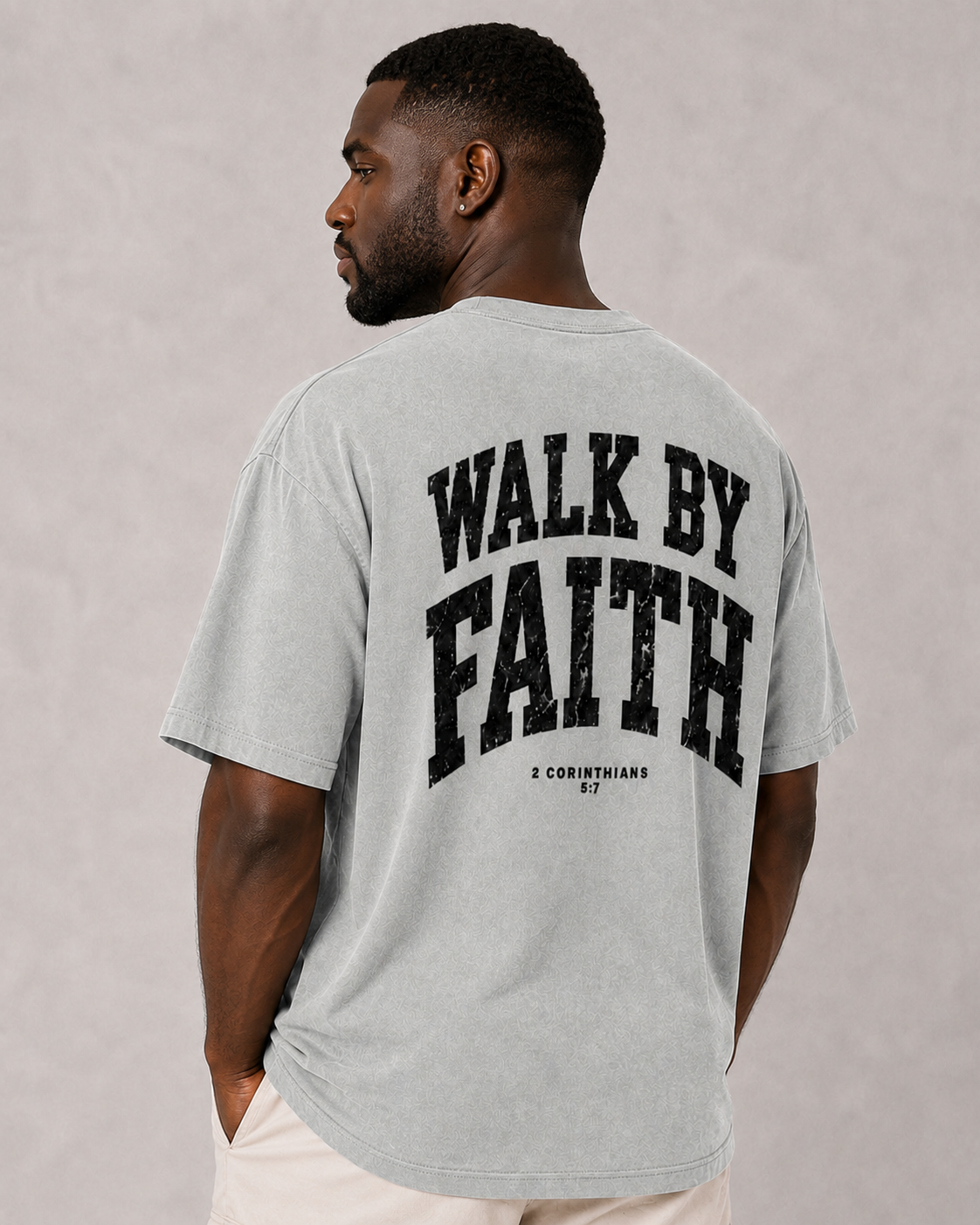 Walk By Faith Washed Oversized Cotton Tee