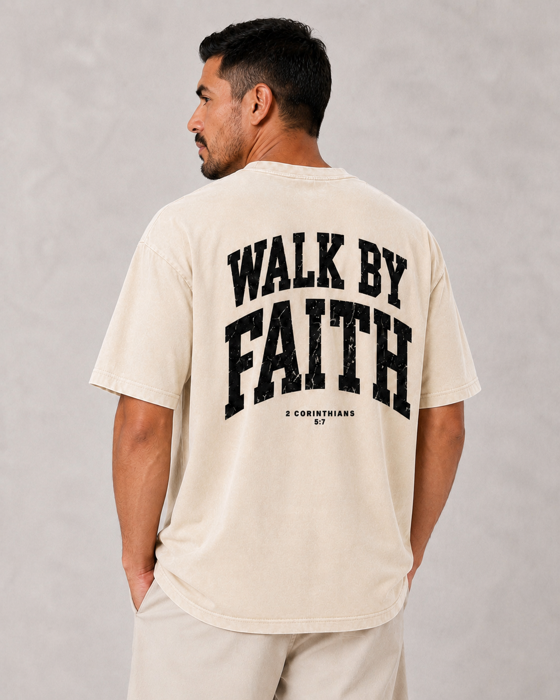 Walk By Faith Washed Oversized Cotton Tee