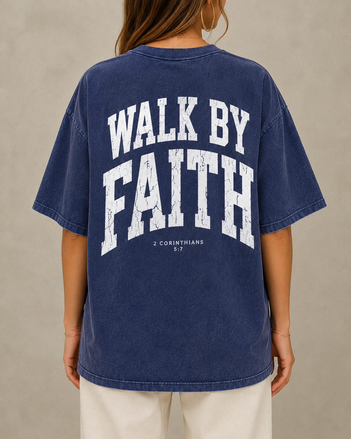 Walk By Faith Washed Oversized Cotton Tee