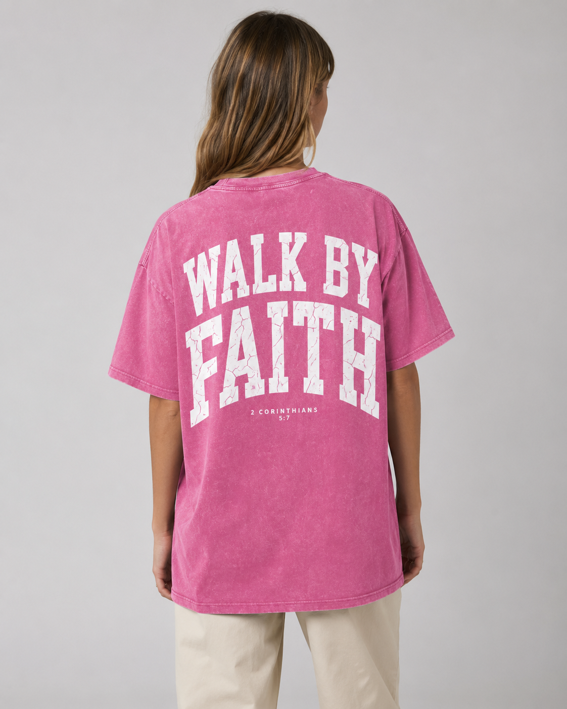 Walk By Faith Washed Oversized Cotton Tee